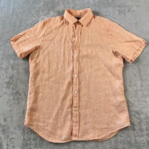 Banana Republic Shirt Men Medium Orange Linen Resort Lightweight Summer Vacation
